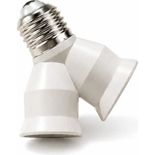 E27 Ikili Duy Çoğaltıcı - 1'li Giriş 2'li Çıkış LED Ampul Çoklayıcı Adaptör