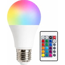 Kumandalı Rgbw Renkli LED Ampul E27 Duy 16 Renk Fonksiyonlu Akıllı Ampul  Uzaktan Kumandalı Rgb LED Ampul - Tasarruflu Renk Değiştiren Dekoratif Ampul