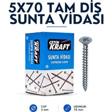 Ceta Form Çetin Kraft Dın 7505A Yhb Sivri Uçlu Tam Diş Sunta Vidası 5X70 200 Adetli Kutu
