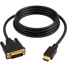 3 Metre 24+1 Dvı-D To HDMI Kablo Çift Yönlü Görüntü Aktarım Kablosu Altın Uçlu Bilgisayar Monitör Tv Projektör Uyumlu Siyah