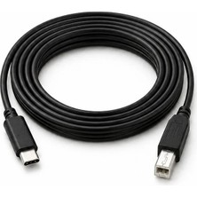 3 Metre Type-C To Usb-B Yazıcı Kablosu USB C Printer Kablo Tak Çalıştır Mıdı Klavye Dac Tarayıcı Laptop Bilgisayar Uyumlu Siyah Bağlantı Kablosu