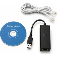 USB Faks Modem - External 56K Tekli USB 2.0 Fax Modem - Harici Dial-Up Veri Faks Modem Adaptörü ve Sürücü Diskli