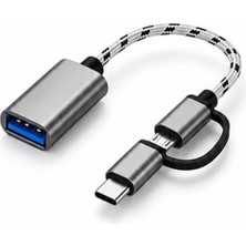 USB 3.0 Otg Dönüştürücü Type-C Micro USB To Data Şarj Kablosu Hasır