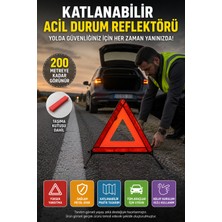 Open City 1 Adet Katlanabilir Üçgen Acil Durum Reflektörü Metal Ayaklı Taşıma Kutulu Araç Uyarı Üçgeni Kırmızı