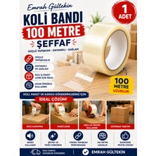 Emrah Gültekin 100 Metre Şeffaf Koli Bandı Güçlü Yapışkan Paketleme Bandı Dayanıklı 1 Adet