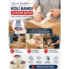 Emrah Gültekin Şeffaf Koli Bandı 20 Metre Güçlü Yapışkan Paketleme Bandı Dayanıklı 1 Adet