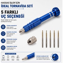 Piyatech Manyetik Hassas Tornavida Seti 5 Uçlu – Mini Tamir ve Elektronik Alet - Mavi