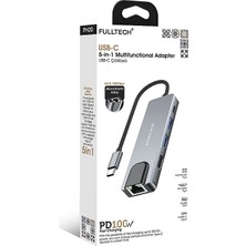 Fulltech FH20 5-In-1 Usb-C Çoklayıcı Adaptör | 100W Pd Hızlı Şarj | 4K HDMI | Ethernet | 2x USB 3.0