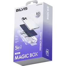 Ny Joy iPhone 17 Bilvis 5in1 5d Magic Hayalet Cam Ekran Koruyucu - Siyah