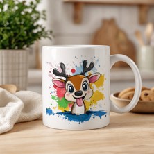 Kadorex Design Sevimli Geyik Kupa Bardak– Karikatür Geyik Seramik Kahve Kupası