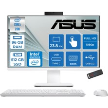 Asus Expertcenter P440VAT Aio Intel Core 5-210H Upto 4.8ghz 96GB Ddr5 512GB SSD  Intel® Graphics 23.8" Fhd Dokunmatik Srgb: 100% Freedos Allınone Bilgisayar P440VATC516512W0DF32+ZETTAUSBBELLEK