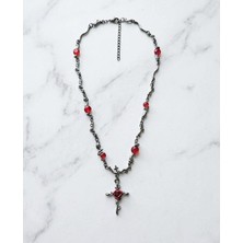 Dükkan Design Love And Deep Spice Rose Cross Kolye