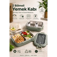 Hanemlife 304 Kalite Paslanmaz Çelik Yemek Kabı Sızdırmaz Kapaklı Taşıma Kulplu Kamp Yemek Seti Beslenme Kabı