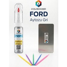 COLORGUARD Ford Aytozu Gri Rötuş Seti - 2 si 1 Arada İğne ve Fırça Uçlu Şişe, Rötuş Çeliği ve Rötuş Çubuğu