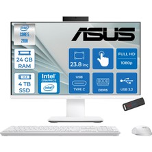 Asus Expertcenter P440VAT Aio Intel Core 5-210H Upto 4.8ghz 24GB Ddr5 4tb SSD  Intel® Graphics 23.8" Fhd Dokunmatik Srgb: 100% Freedos Allınone Bilgisayar P440VATC516512W0DF10+ZETTAUSBBELLEK