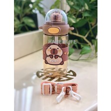 Hanemlife 600 ml Figürlü Matara Tritan Koku Yapmaz Suluk Askılı