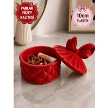 Filkorium3D Detaylı Fiyonklu Takı Kutusu & Mücevher Saklama Kutusu – Kapitone Tasarım, 10 cm - Parlak Yüzey