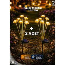 Edewatt 2 ADET Dekoratif Mantar Görünümlü 6lı SOLAR LED Lamba Güneş Enerjilli Su Geçirmez Bahçe Aydınlatma