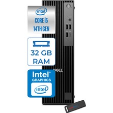 Dell Pro Slim Sff QCS1250 Intel® Core™ I5-14500 Vpro 32GB Ddr5 2tb SSD Intel® UHD Graphics 770 WIN11PRO Small Form Factor Masaüstü Bilgisayar QCS125014500P14+ZETTAUSBBELLEK