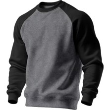 Ghassy Co. Erkek Bisiklet Yaka Spor Sweatshirt Basic Günlük Rahat Pamuklu Uzun Kollu Sweat