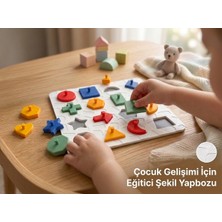 Organik Bazlı Renkli Yapboz Seti Oyuncağı - Geometrik Eşleştirme Eğitici Aktivite Seti - Montessori Okul Öncesi Öğretici Çocuk Ince Motor Gelişimi Puzzle