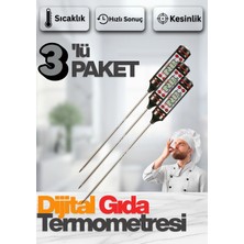 Edewatt Dijital LCD 3 Adet Siyah Renk Gıda Yemek Termometresi Yemek Isı Ölçer Pil Hediyeli