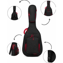 Erga Müzik Profesyonel Gigbag Kalın Klasik Gitar Kılıfı-Çantası - Siyah - Kırmızı 1900 Denye Lüx Kumaş - %100 Su Geçirmez