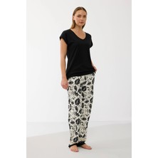 ALFA AKSESUAR 03 Anıl 11709 Kadın Kısa Kol Tencel Kumaş Desenli Pijama Takımı