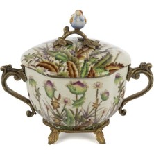Mikasa Moor Krem Çiçekli Antik Kuş Kapaklı Dek Kutu 25X21CM