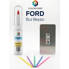 COLORGUARD Ford Buz Beyazı Rötuş Seti - 2 si 1 Arada İğne ve Fırça Uçlu Şişe, Rötuş Çeliği ve Rötuş Çubuğu