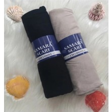 Samara Scarf 2 Adet Luxury Penye Şal - Kadın Tesettür Jersey Hijab Lycra Shawl - Siyah - Taş