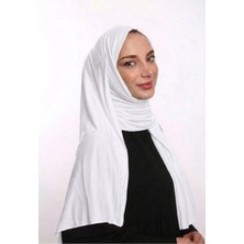 Samara Scarf Luxury Penye Şal - Kadın Tesettür Jersey Hijab Lycra Shawl Beyaz