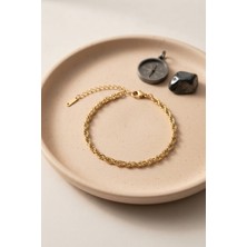 Nemere 316L Çelik Gold Renk Burgu Zincir Model Erkek Bileklik TJ-EB3837