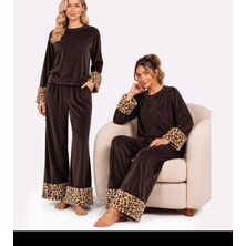 Yare Kadife Peluş Kollu Pijama Takımı