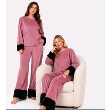 Yare Kadife Peluş Kollu Pijama Takımı