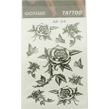 Zero Land Dpmix-Hb Gül Tattoo Dövme Sticker Siyah