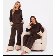 Yare Kadife Peluş Kollu Pijama Takımı