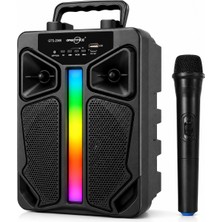 GTS-2066 Bluetooth Hoparlör Kablosuz Mikrofonlu Karaoke Taşınabilir Hoparlör Rgb LED Işıklı 6.5 Inç