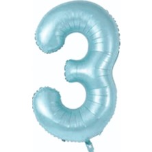 Partyplus Rakam Balon Folyo Retro Pastel Mavi Renk 34 Inç (76 Cm)
