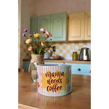 Dvoyage “ Mama Needs Coffee “ Renkli Porselen Kupa Bardak (150 Ml)– Eğlenceli Anne Kahve Kupası Hediyelik