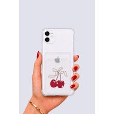 Cm Store iPhone 11 Kartlıklı Kiraz Desenli Kılıf