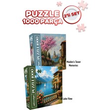 St. Morritz 2 Adet 1000 Parça Puzzle - Kız Kulesi Anıları ve Göl Manzarası
