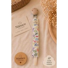 Nünüco Atelier Bebek Emzik Askısı Ahşap Klipsli %100 Pamuk Kumaş Desenli Model