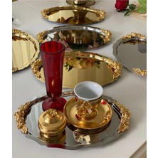 St. Morritz 20*25 cm Gold ve Gümüş Oval Kulplu Model 6 Adet Sunum Tepsisi