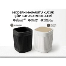 SPIRA3D Modern Masaüstü Çöp Kutusu - Ofis, Ev ve Mutfak Tezgah Üstü Için Sallanır Kapaklı Mini Atık Kutusu