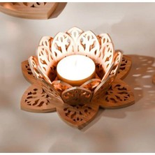 St. Morritz Lotus Çiçeği Desenli Ahşap Mumluk