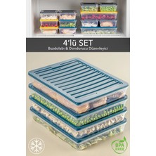 St. Morritz 4'lü Buzdolabı Organizer Mikrodalga ve Difrize Uygun Saklama Kabı Petrol 4 x 2400 ml