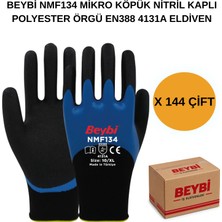 Beybi Arge Toptan NMF134 Mikro Köpük Nitril Kaplı Polyester Örgü Eldiven 144 Çift No 10 Xl