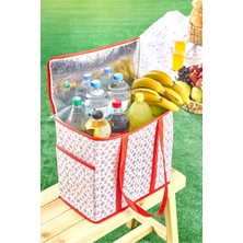 St. Morritz Büyük Boy Termal Piknik Çantası 20-24,9 L Isı Yalıtımlı Soğutucu Organizer Kırmızı Alışveriş Çantası - 35X20X33 cm