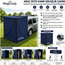 Magic Lady Üniversal Araç Arkası Kamp Kabini – Tavan Barı Uyumlu Fermuarlı Soyunma Duş Tuvalet ve Kamp Çadırı Lacivert